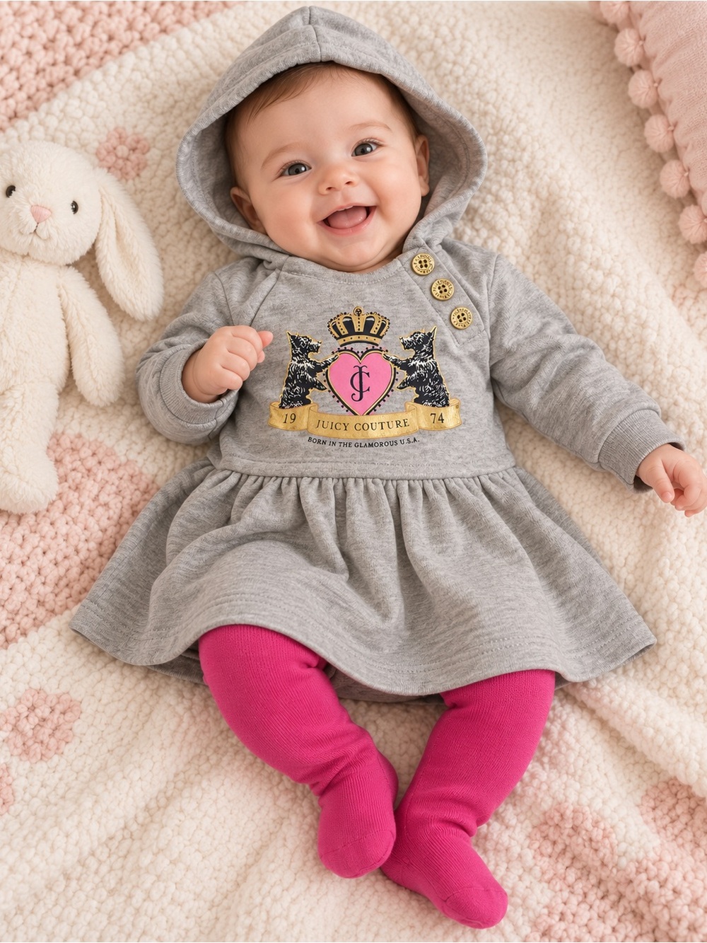 Juicy Couture Royal Heart Hoodie and Matching Leggings 2PC Set 3-6 M